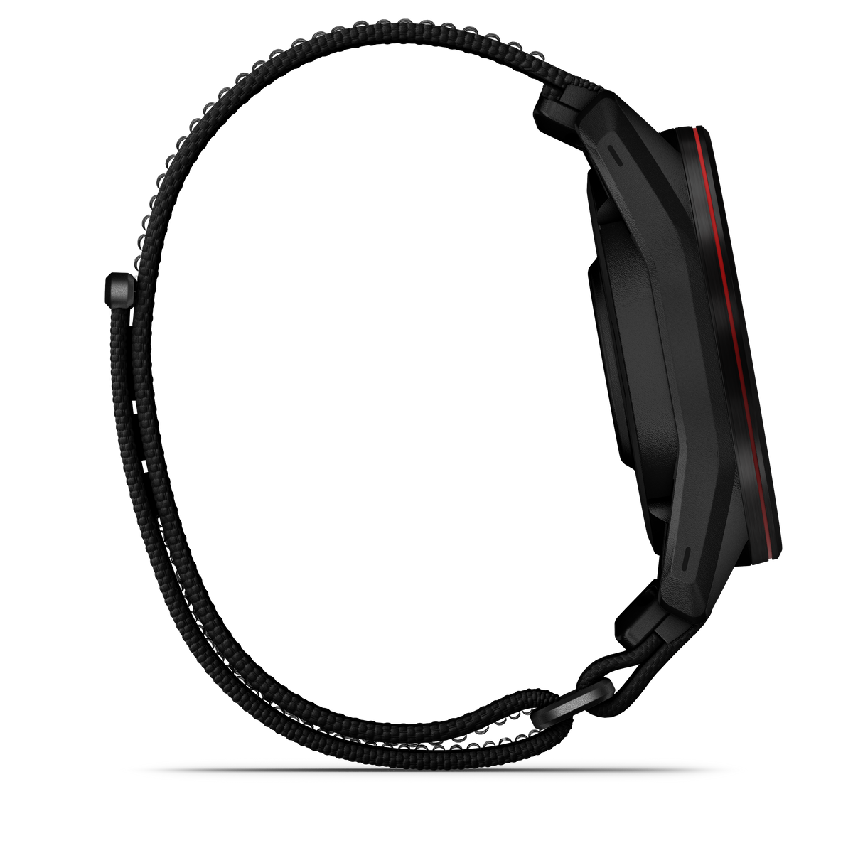 Garmin Approach S72 smartwatch, 47 mm carbon gray case with red accent and black ComfortFit fabric band