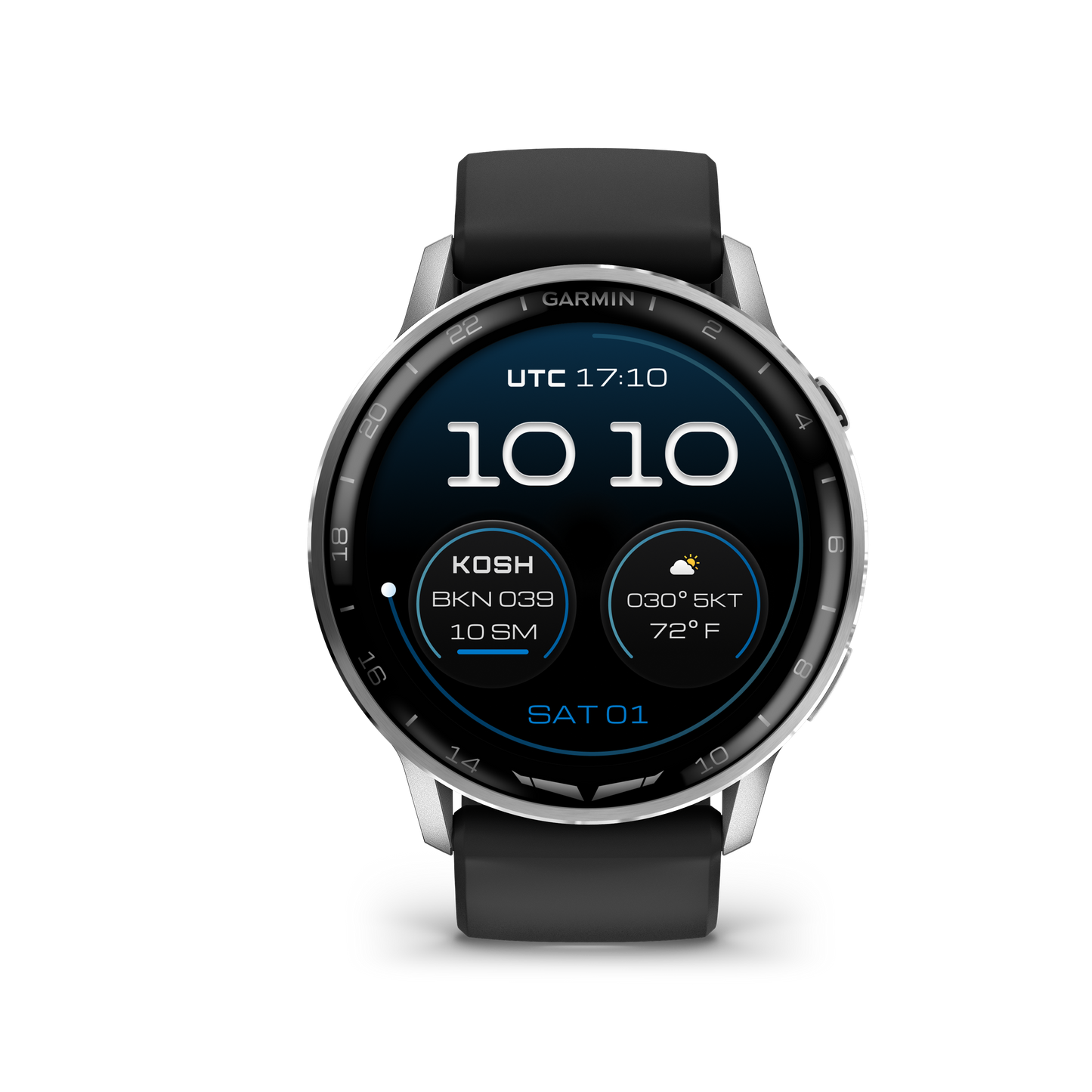 Garmin D2 Air X15, Silver with Black Silicone Band (010-03014-50)