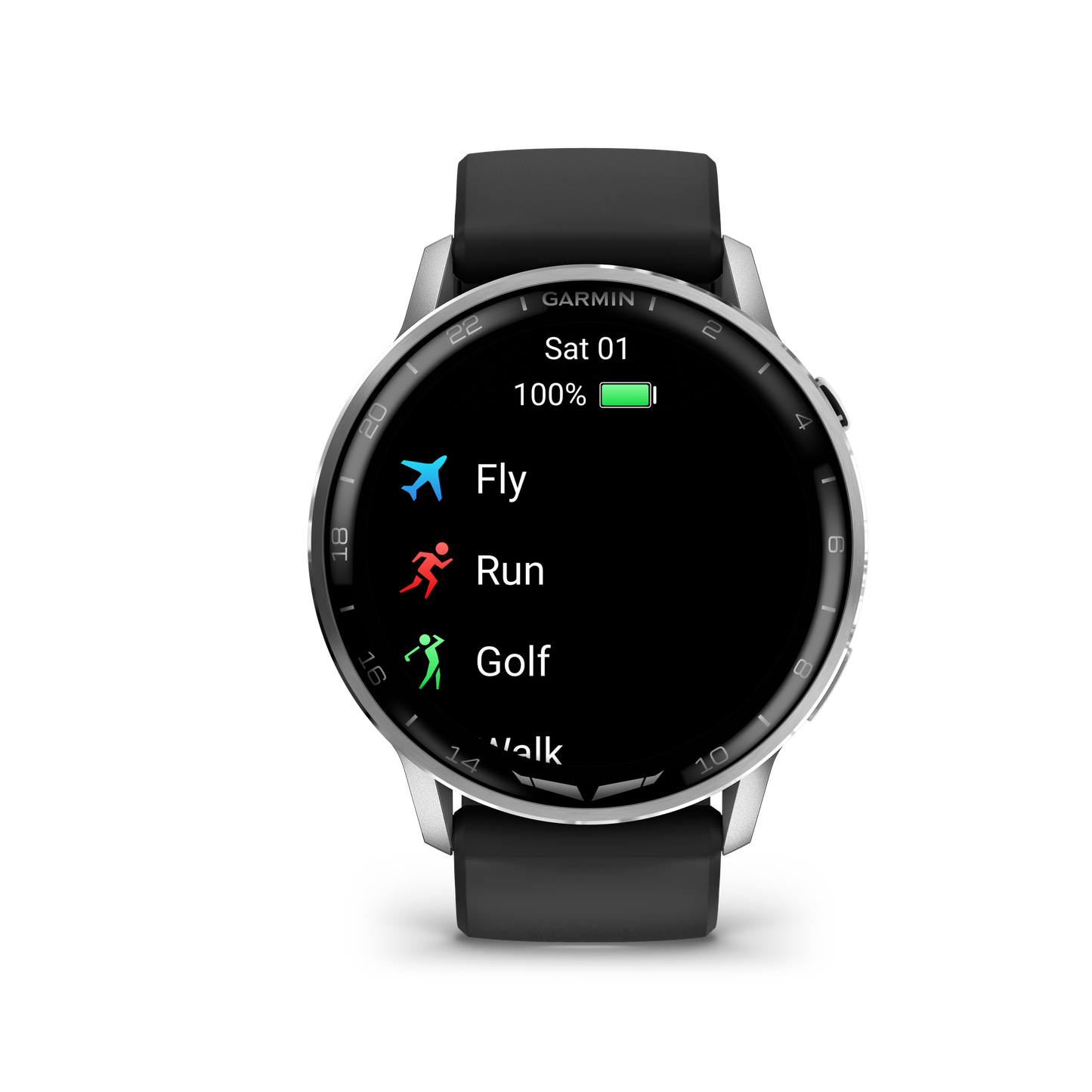 Garmin D2 Air X15, Silver with Black Silicone Band (010-03014-50)