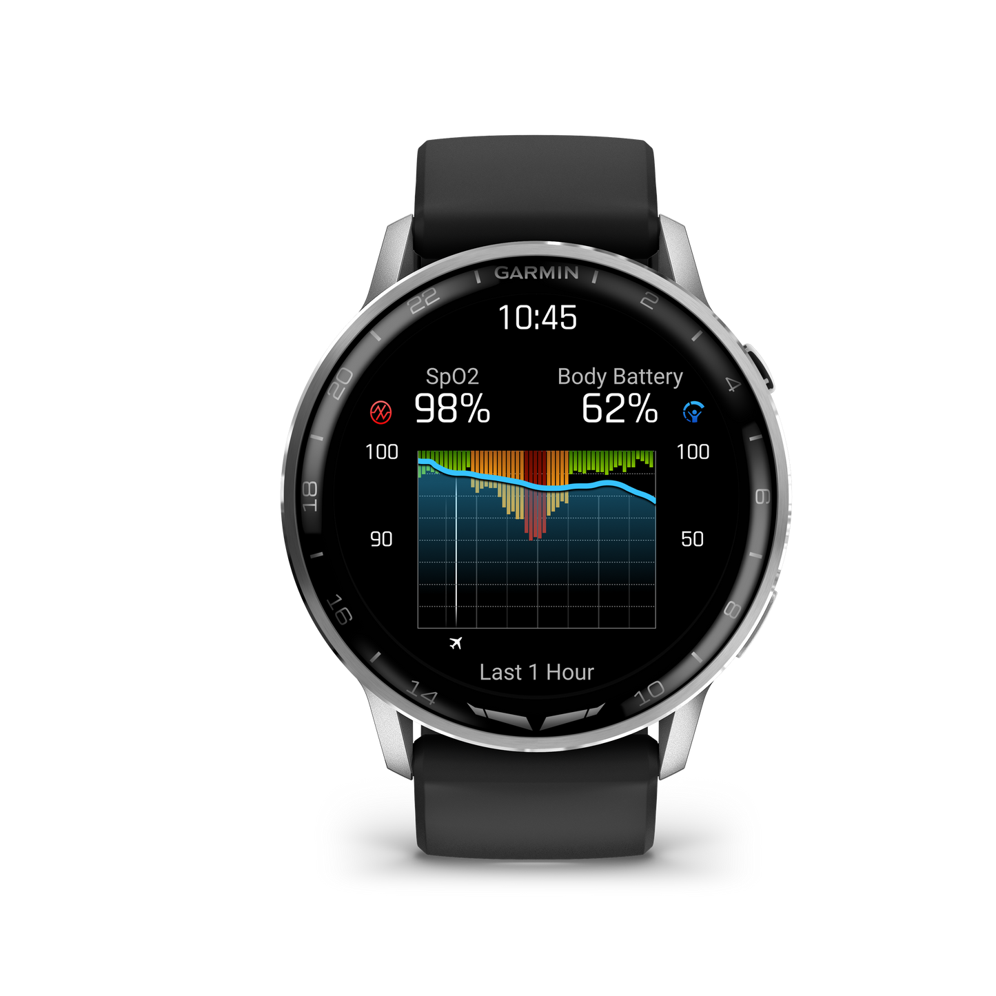 Garmin D2 Air X15, Silver with Black Silicone Band (010-03014-50)