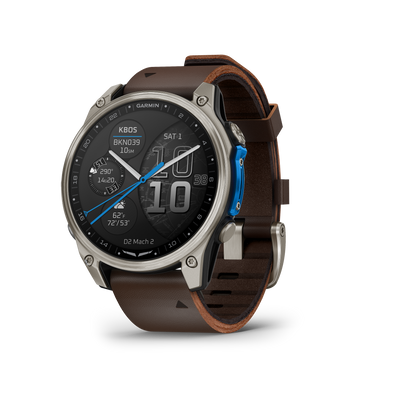 Garmin D2 Mach 2, (47 mm), Titanium w/ Oxford Brown Leather Band (010-02904-30)