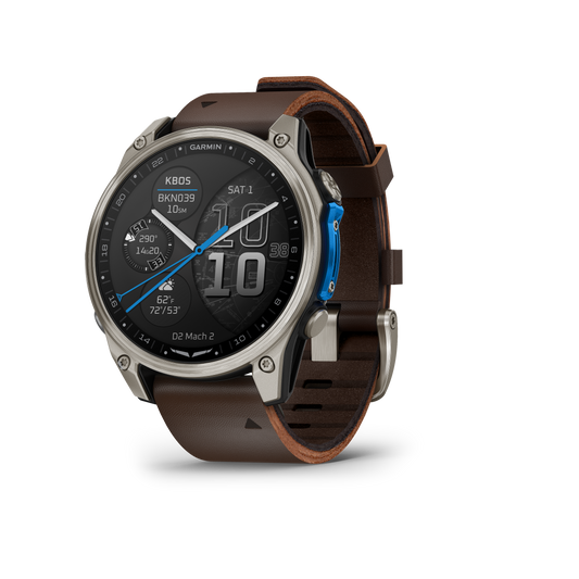 Garmin D2 Mach 2, (47 mm), Titanium w/ Oxford Brown Leather Band (010-02904-30)