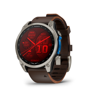 Garmin D2 Mach 2, (47 mm), Titanium w/ Oxford Brown Leather Band (010-02904-30)