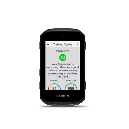 Garmin Edge 850 device only, black rugged chassis with Training Status screen visible