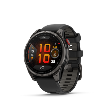 Garmin Fenix 8 Pro, 51 mm, AMOLED, Sapphire, Carbon Gray DLC Titanium with Black/Pebble Gray Silicone Band (010-03199-00)