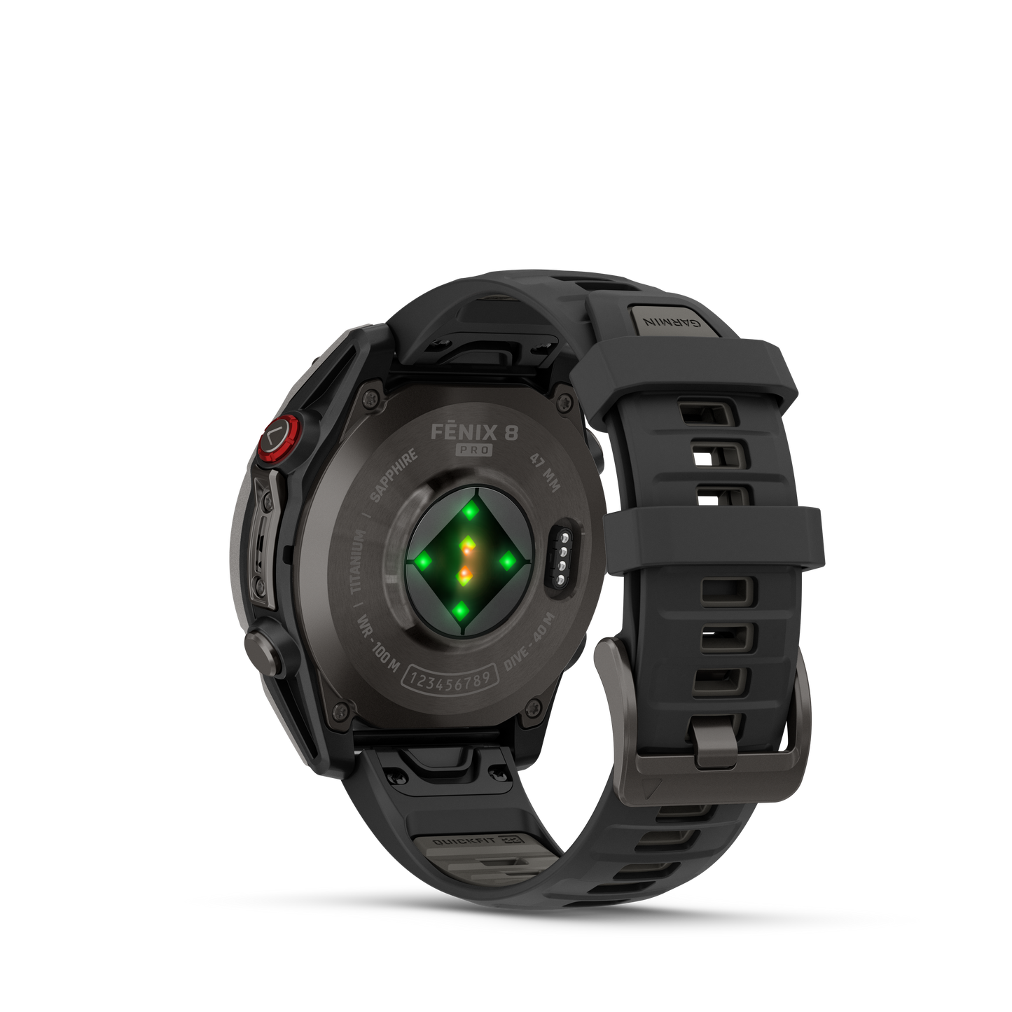 Garmin Fenix 8 Pro, 51 mm, AMOLED, Sapphire, Carbon Gray DLC Titanium with Black/Pebble Gray Silicone Band (010-03199-00)