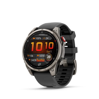 Garmin Fenix 8 Pro, 51 mm, AMOLED, Sapphire, Titanium with Graphite/Black Silicone Band (010-03199-10)