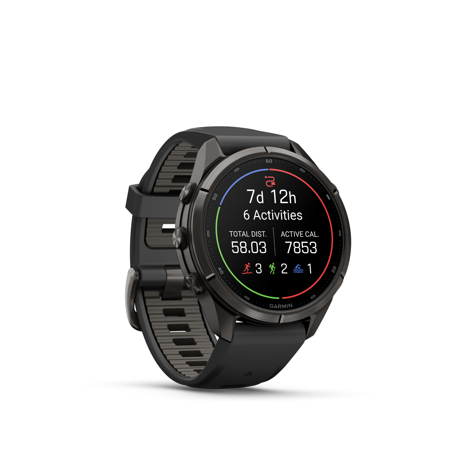 Garmin Fenix 9 Pro inReach AMOLED, (43mm), DLC Titanium w/ Black and Gray Silicone Band (010-04335-10)