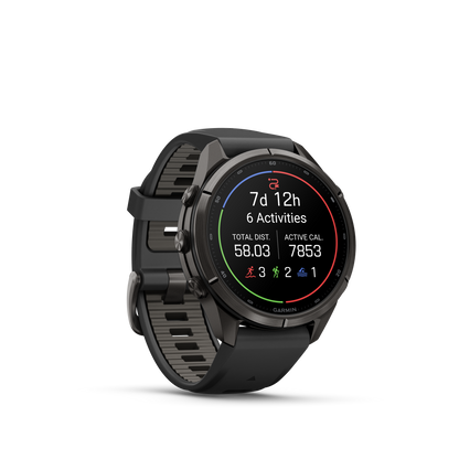 Garmin Fenix 9 Pro inReach AMOLED, (43mm), DLC Titanium w/ Black and Gray Silicone Band (010-04335-10)