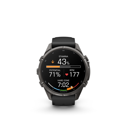 Garmin Fenix 9 Pro inReach AMOLED, (43mm), DLC Titanium w/ Black and Gray Silicone Band (010-04335-10)