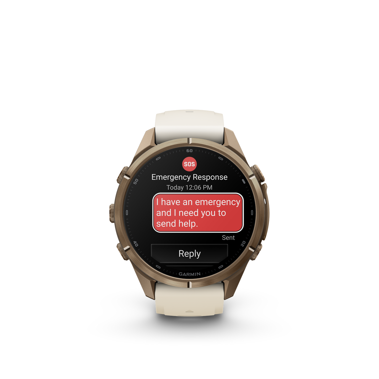 Garmin Fenix 9 Pro inReach AMOLED, (43mm), Gold Titanium w/ Cream and Gray Silicone Band (010-04335-20)