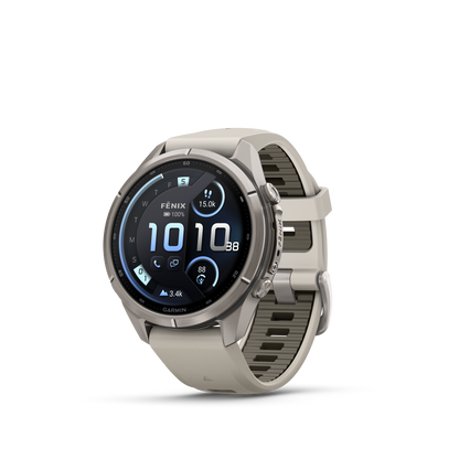 Garmin Fenix 9 Pro inReach AMOLED, (43mm), Titanium w/ Gray and Sandstone Silicone Band (010-04335-80)