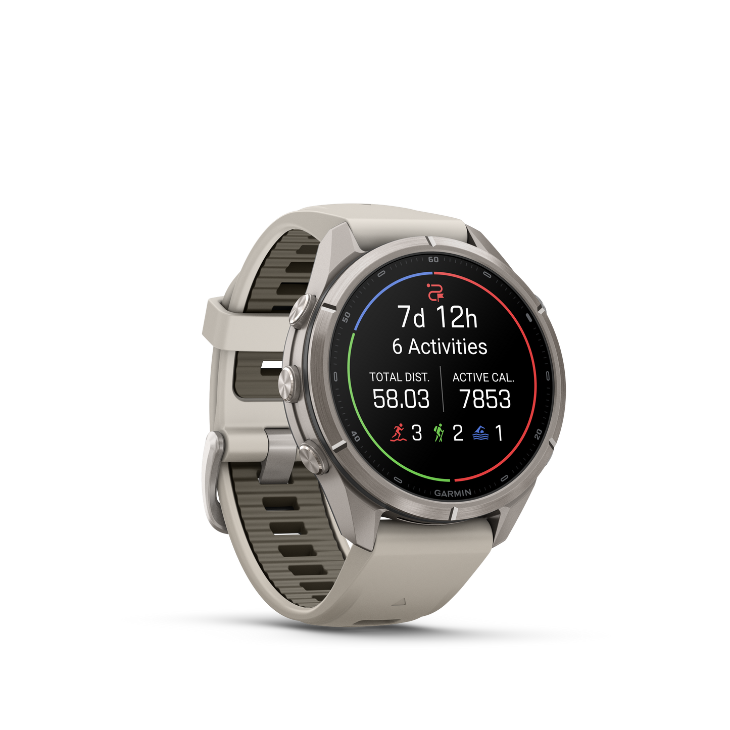Garmin Fenix 9 Pro inReach AMOLED, (43mm), Titanium w/ Gray and Sandstone Silicone Band (010-04335-80)
