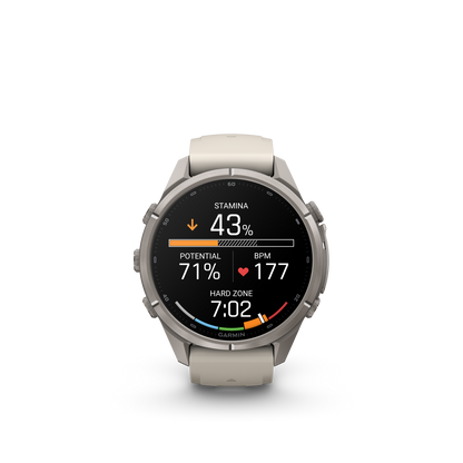 Garmin Fenix 9 Pro inReach AMOLED, (43mm), Titanium w/ Gray and Sandstone Silicone Band (010-04335-80)