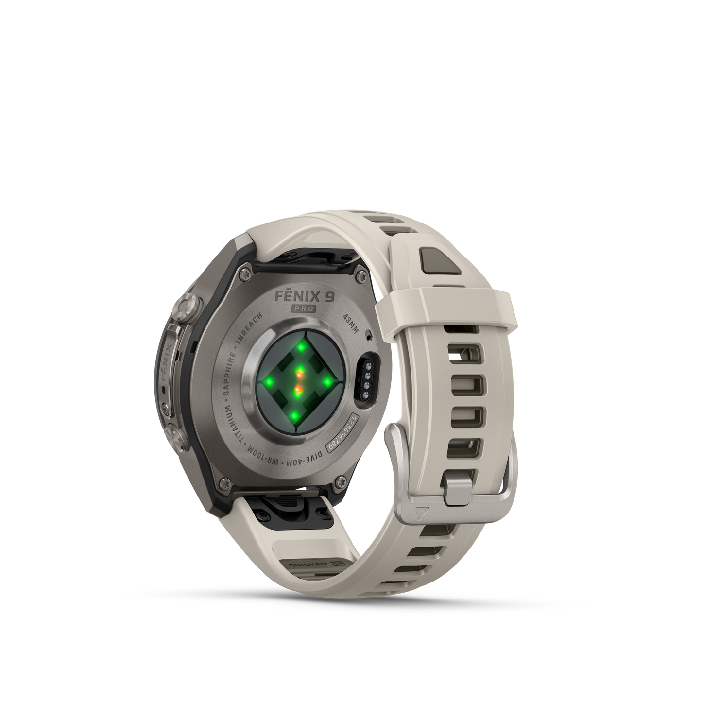 Garmin Fenix 9 Pro inReach AMOLED, (43mm), Titanium w/ Gray and Sandstone Silicone Band (010-04335-80)