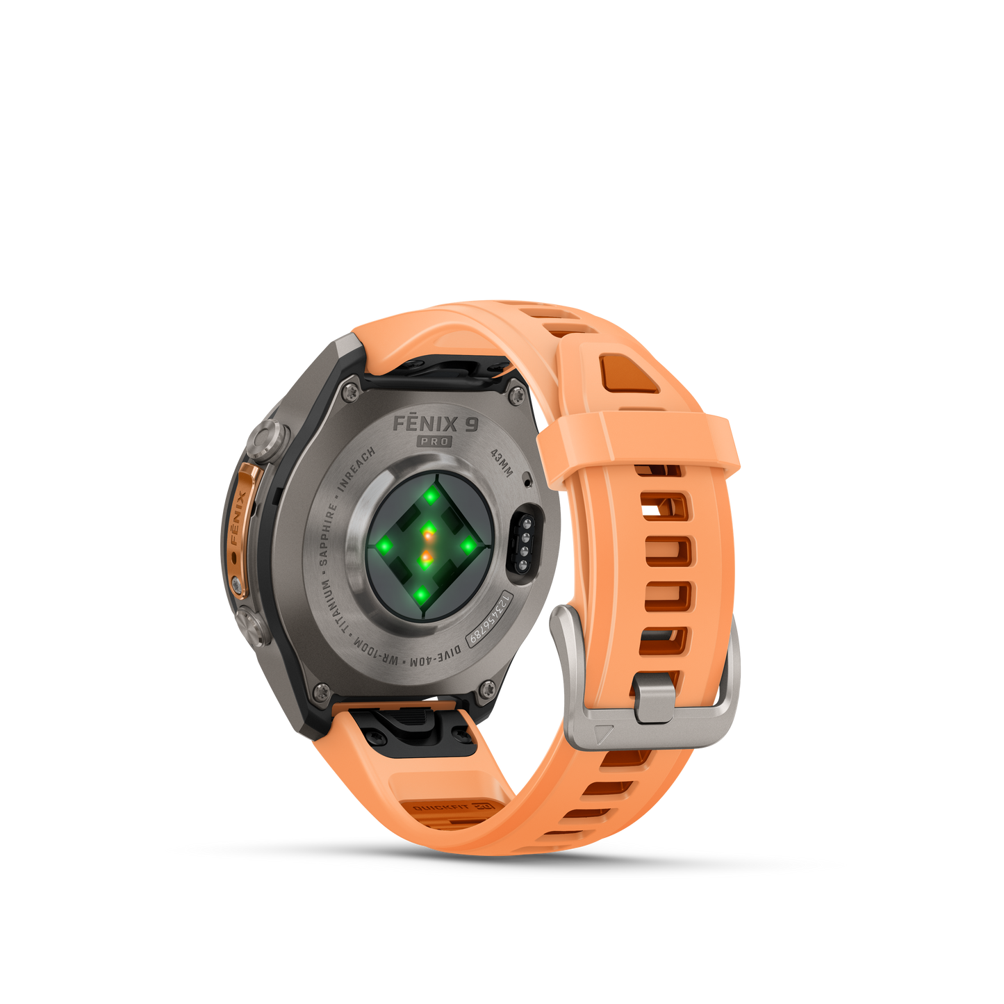 Garmin Fenix 9 Pro inReach AMOLED, (43mm), Titanium w/ Pink and Orange Silicone Band (010-04335-00)