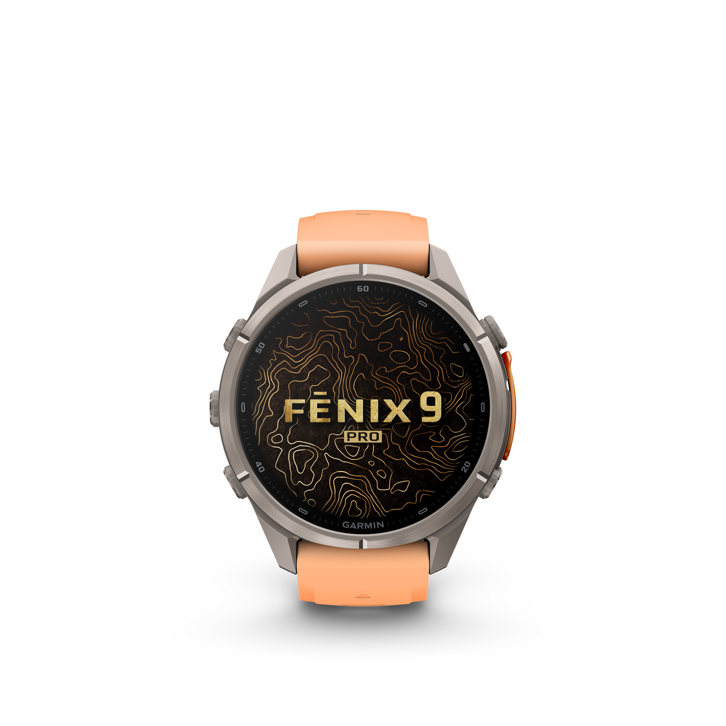 Garmin Fenix 9 Pro AMOLED, (43mm), Titanium w/ Pink and Orange Silicone Band (010-04335-05)