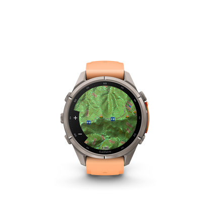Garmin Fenix 9 Pro AMOLED, (43mm), Titanium w/ Pink and Orange Silicone Band (010-04335-05)