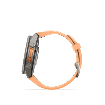 Garmin Fenix 9 Pro AMOLED, (43mm), Titanium w/ Pink and Orange Silicone Band (010-04335-05)