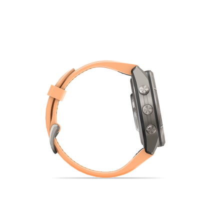 Garmin Fenix 9 Pro AMOLED, (43mm), Titanium w/ Pink and Orange Silicone Band (010-04335-05)