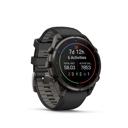 Garmin Fenix 9 Pro AMOLED, (47mm), DLC Titanium w/ Black and Gray Silicone Band (010-04336-15)