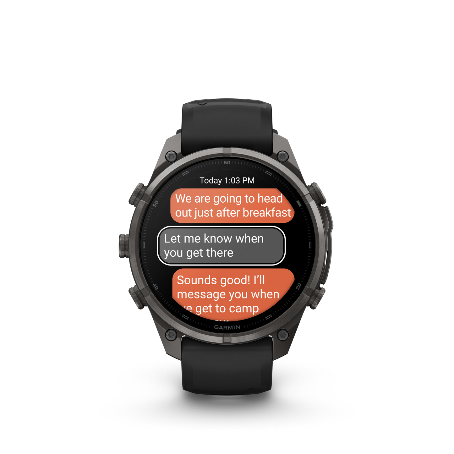 Garmin Fenix 9 Pro inReach AMOLED 47mm DLC titanium smartwatch with black/gray silicone band