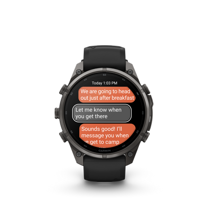 Garmin Fenix 9 Pro inReach AMOLED 47mm DLC titanium smartwatch with black/gray silicone band