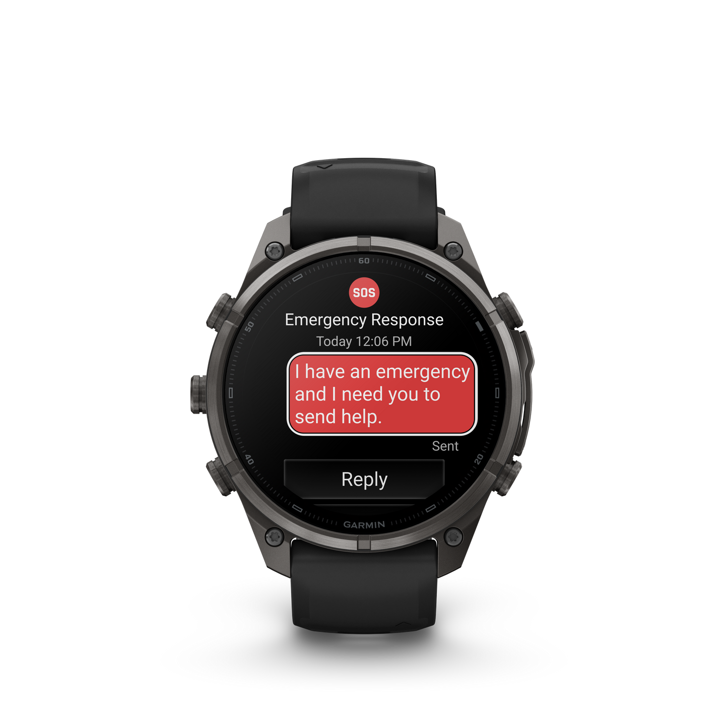 Garmin Fenix 9 Pro inReach AMOLED 47mm DLC titanium smartwatch with black and gray silicone band