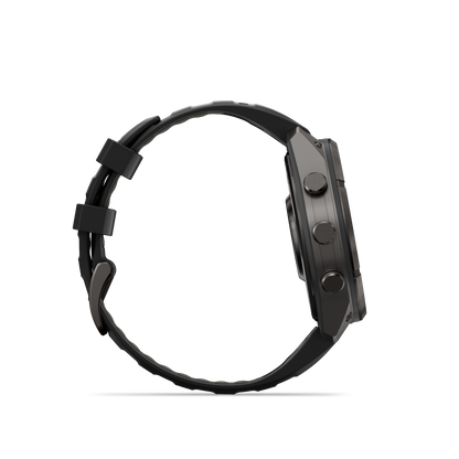 Garmin Fenix 9 Pro inReach AMOLED smartwatch, 47mm DLC titanium case, black/gray silicone band