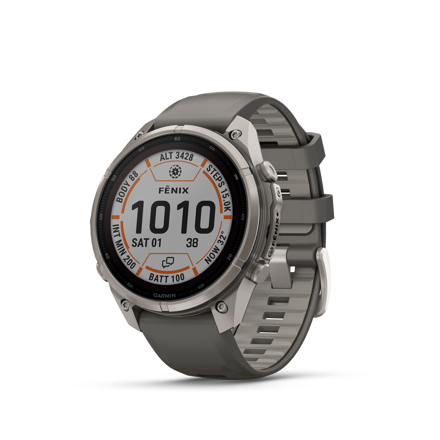 Garmin Fenix 9 Pro inReach Solar titanium smartwatch with 47mm case and gray-silver silicone band