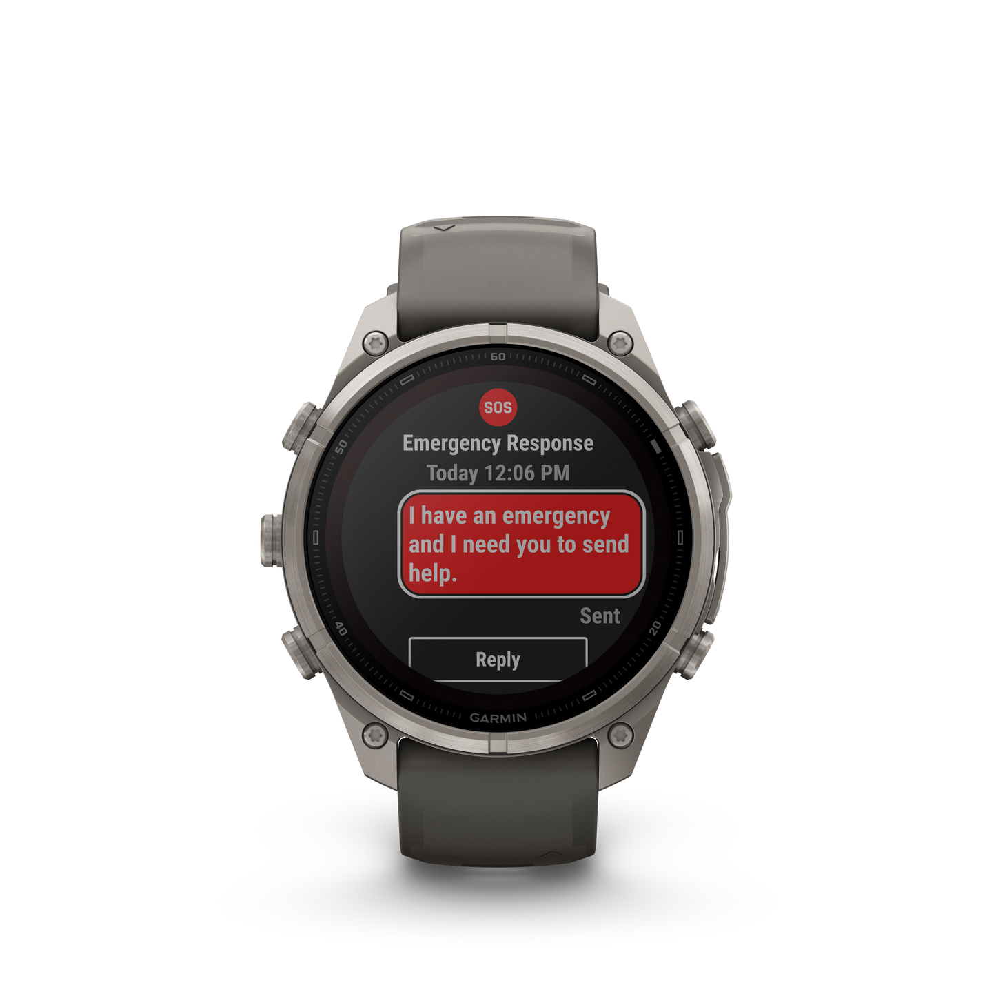 Garmin Fenix 9 Pro inReach Solar smartwatch, 47mm titanium case with gray and silver silicone band.