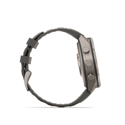 Garmin Fenix 9 Pro inReach Solar smartwatch, titanium 47mm case with gray and silver silicone band