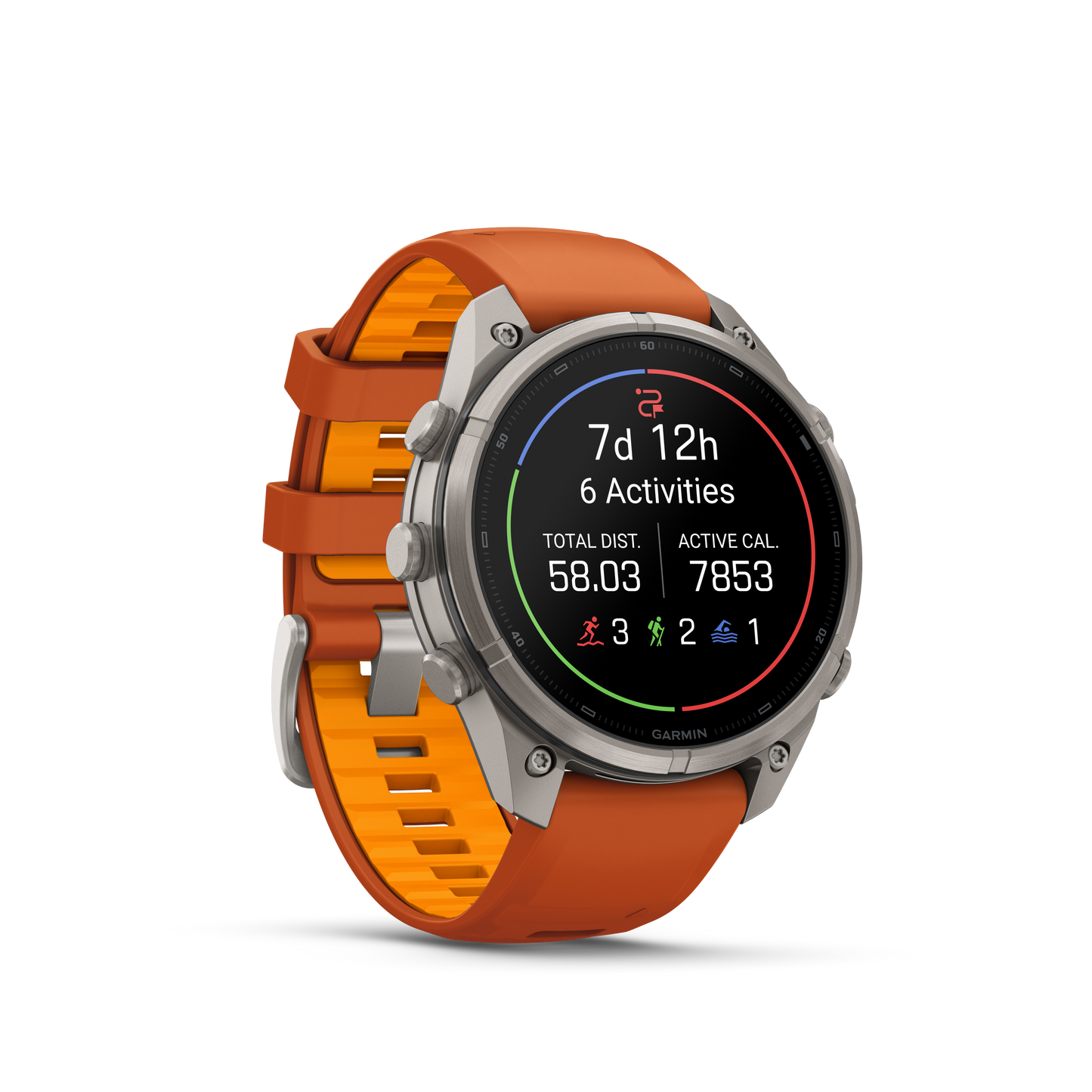 Garmin Fenix 9 Pro InReach AMOLED smartwatch, 47mm titanium case with orange silicone band