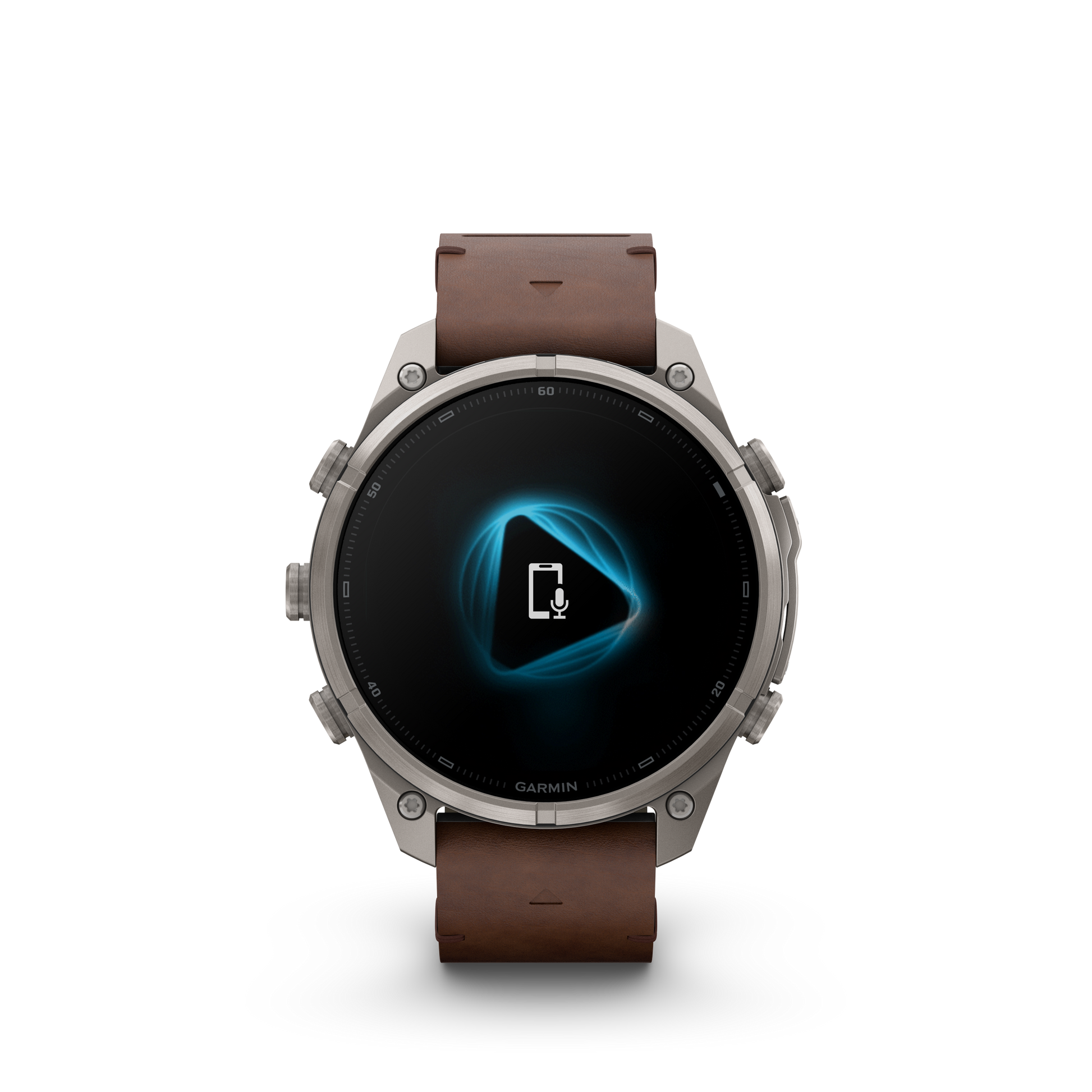 Garmin Fenix 9 Pro inReach AMOLED smartwatch with titanium 47mm case and walnut leather band
