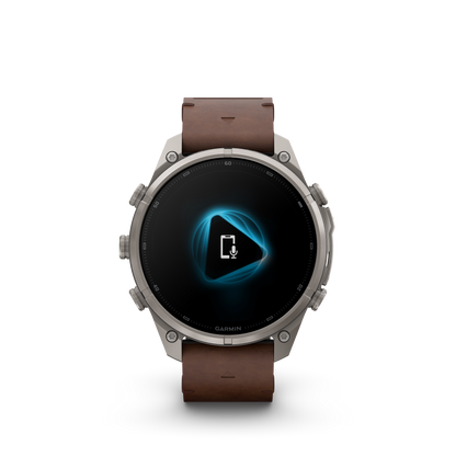 Garmin Fenix 9 Pro inReach AMOLED smartwatch with titanium 47mm case and walnut leather band