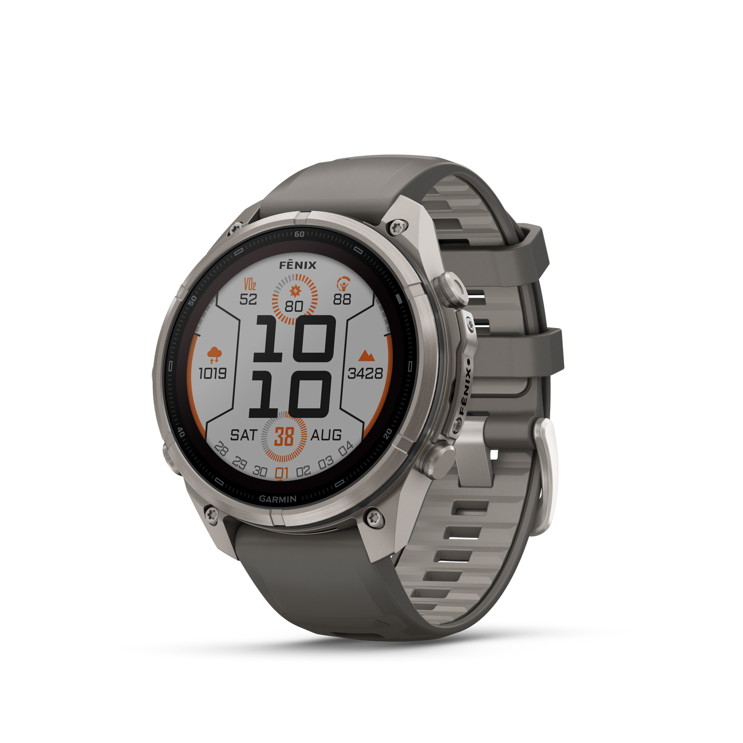 Garmin Fenix 9 Pro Solar smartwatch, 47mm titanium case with gray-silver silicone band