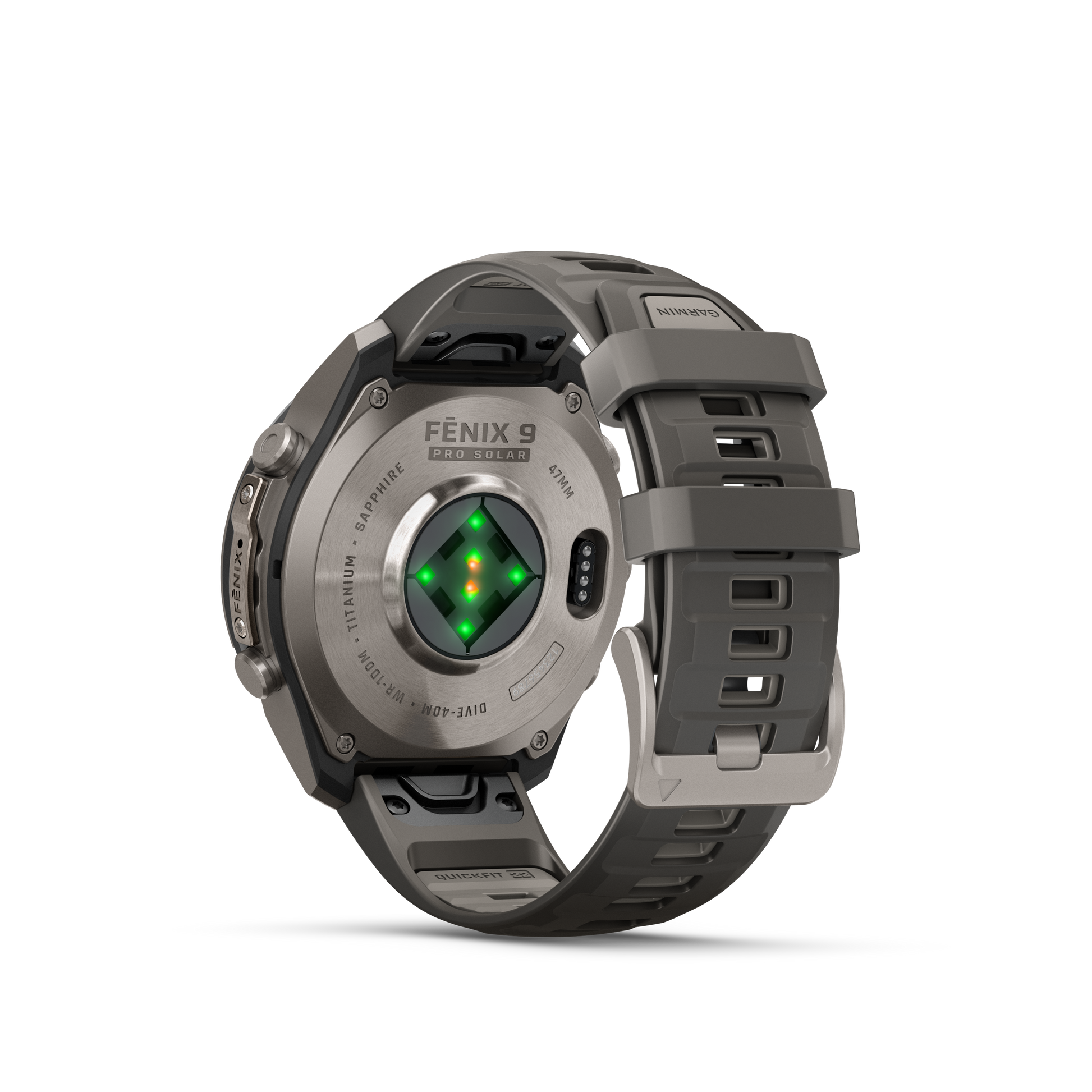 Garmin Fenix 9 Pro Solar titanium 47mm smartwatch with gray-silver silicone band