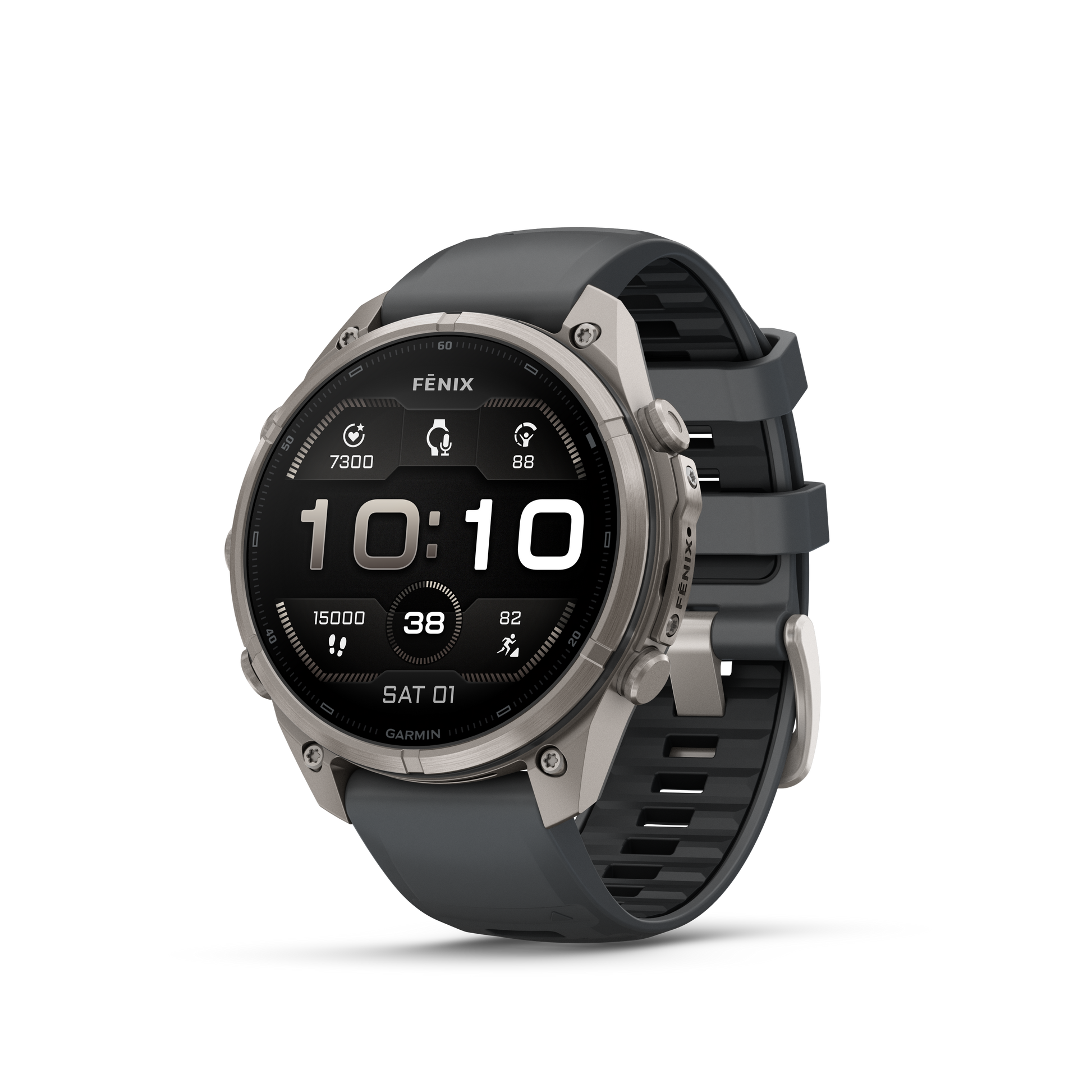 Garmin Fenix 9 Pro AMOLED smartwatch, 47mm titanium case with graphite bezel and black silicone band