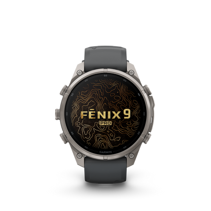 Garmin Fenix 9 Pro AMOLED, (47mm) Titanium w/ Grapite and Black Silicone Band (010-04336-25)