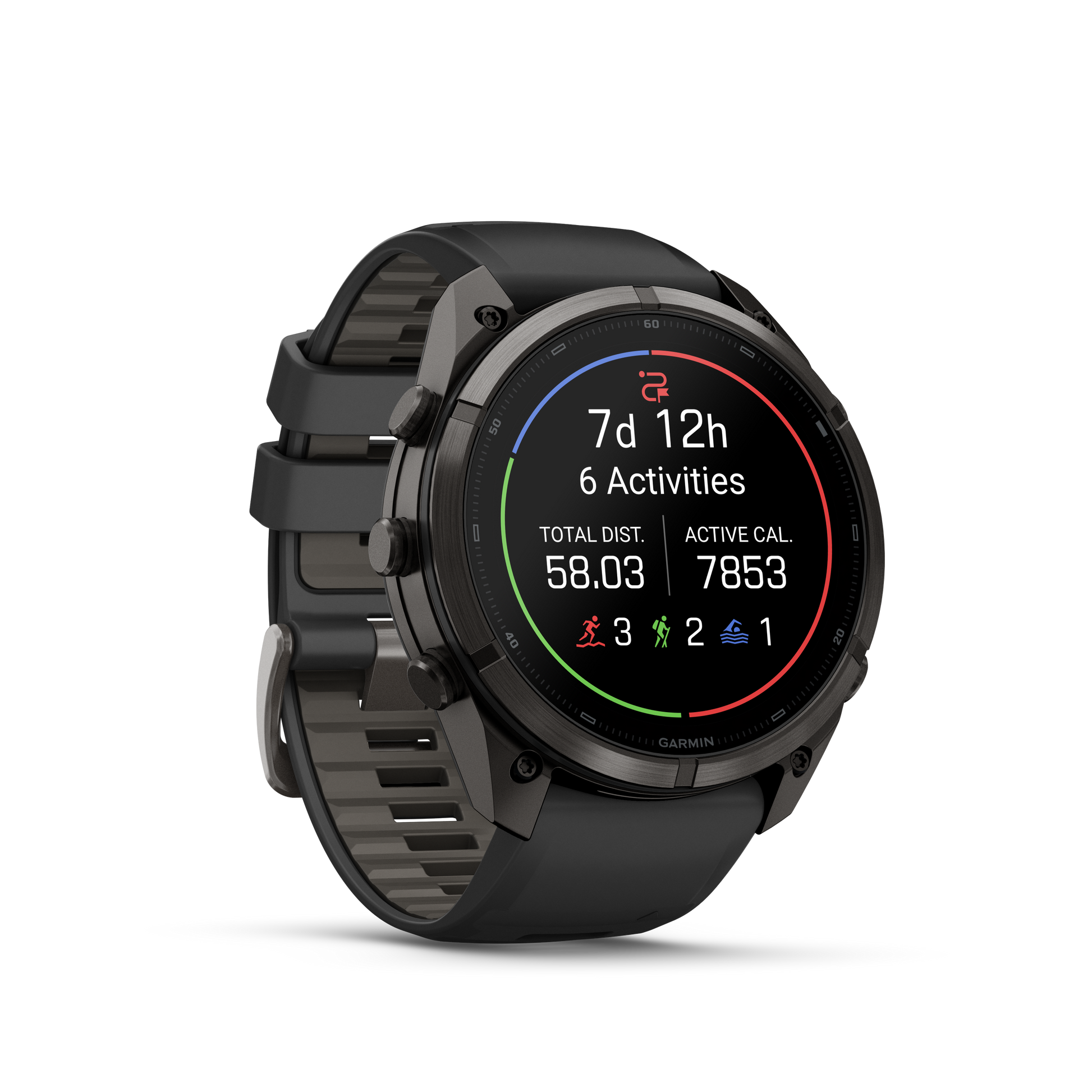 Garmin Fenix 9 Pro AMOLED smartwatch, 51mm DLC titanium case with black/gray silicone band