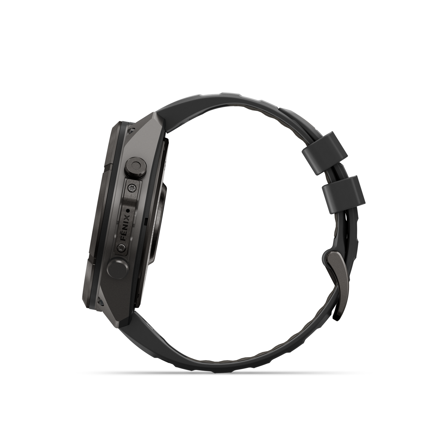 Garmin Fenix 9 Pro AMOLED 51mm DLC Titanium smartwatch with black and gray silicone band