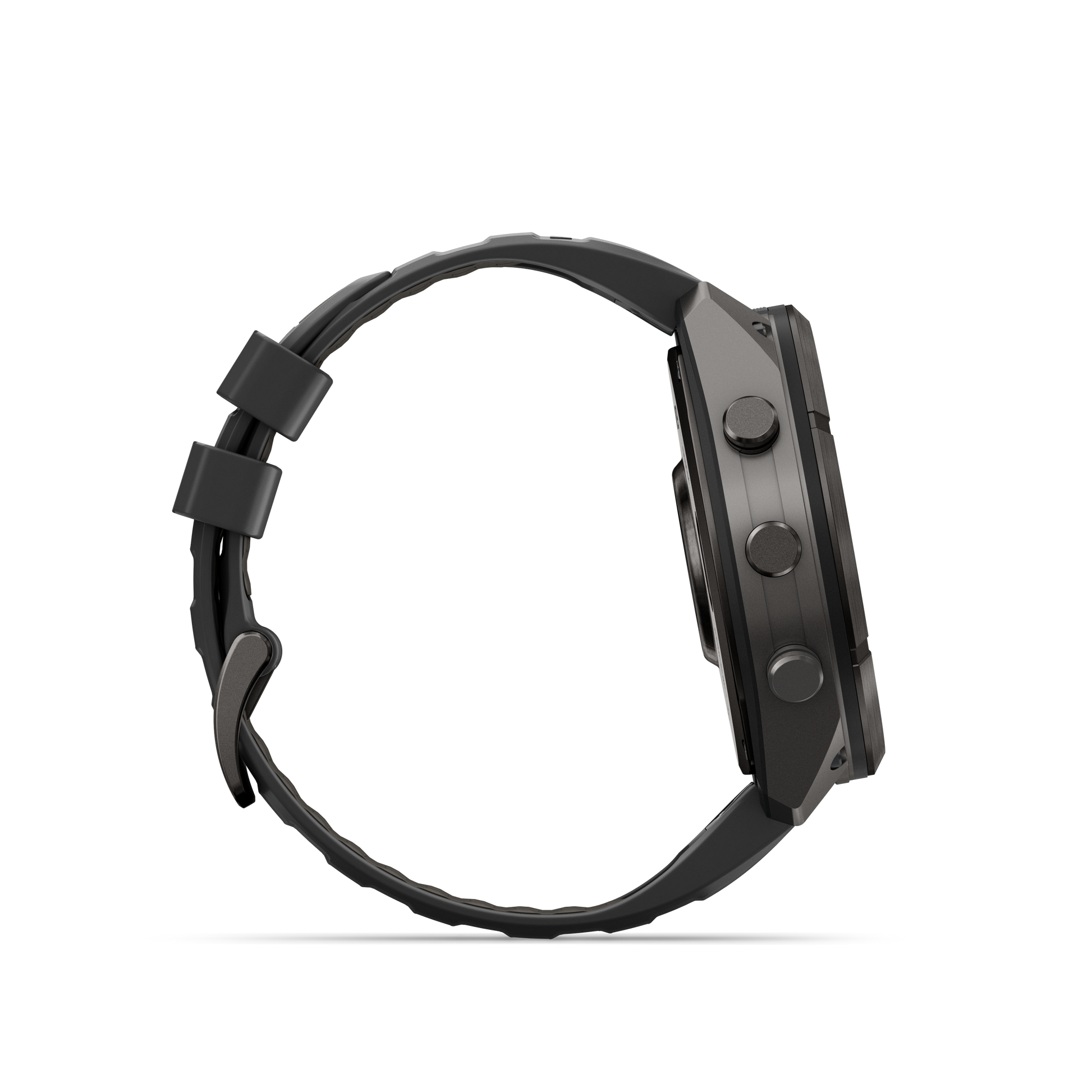 Garmin Fenix 9 Pro AMOLED 51mm DLC Titanium smartwatch with black and gray silicone band