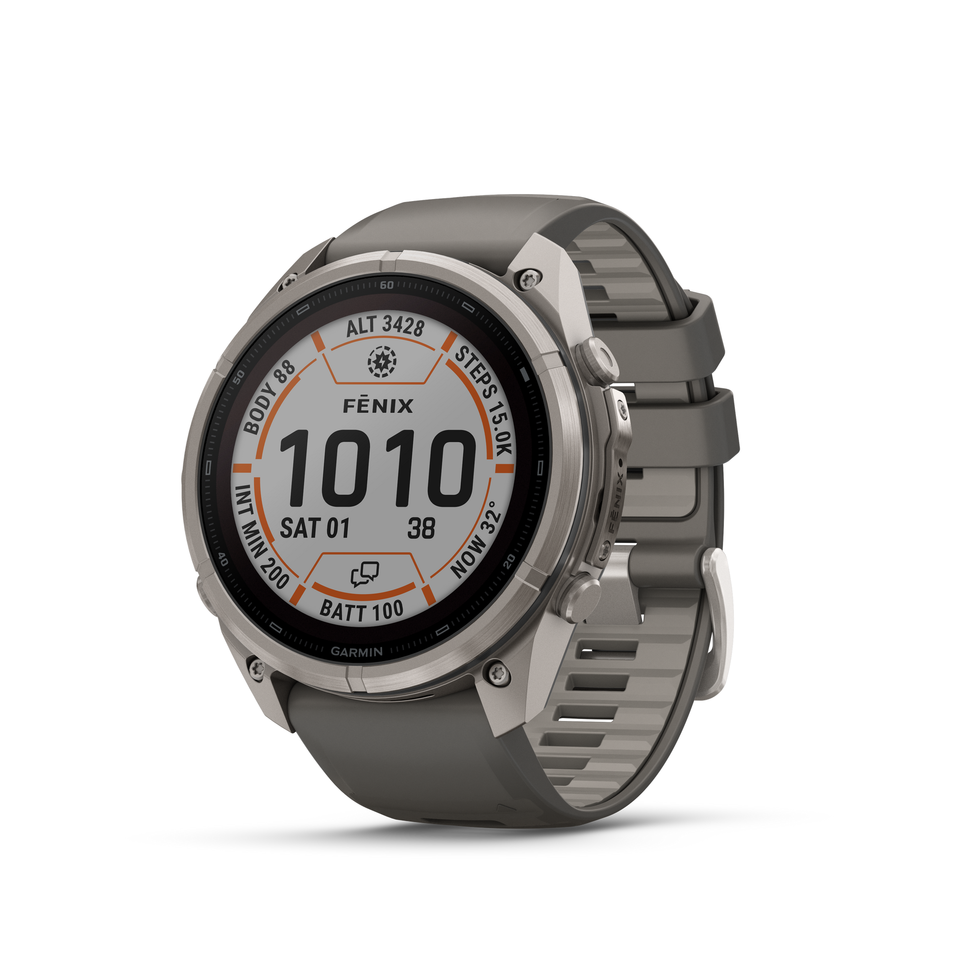 Garmin Fenix 9 Pro Solar smart watch, titanium 51mm case with gray-silver silicone band