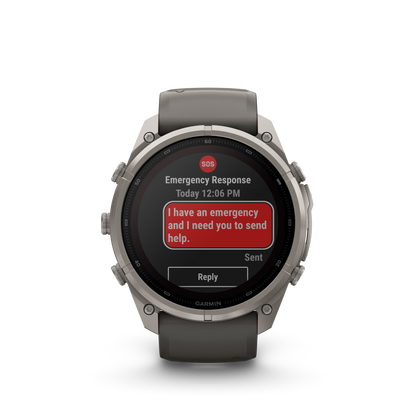 Garmin Fenix 9 Pro Solar 51mm Titanium inReach smartwatch with gray-silver silicone band