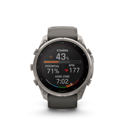 Garmin Fenix 9 Pro Solar inReach smartwatch, 51mm titanium case with gray-silver silicone band and bezel
