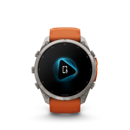 Garmin Fenix 9 Pro inReach AMOLED smartwatch with 51mm titanium case and orange silicone band