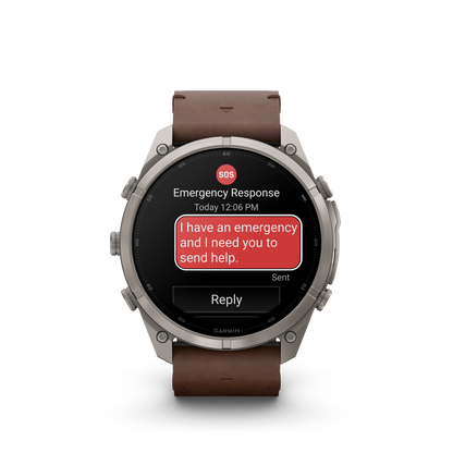 Garmin Fenix 9 Pro inReach AMOLED 51mm titanium smartwatch with walnut leather strap
