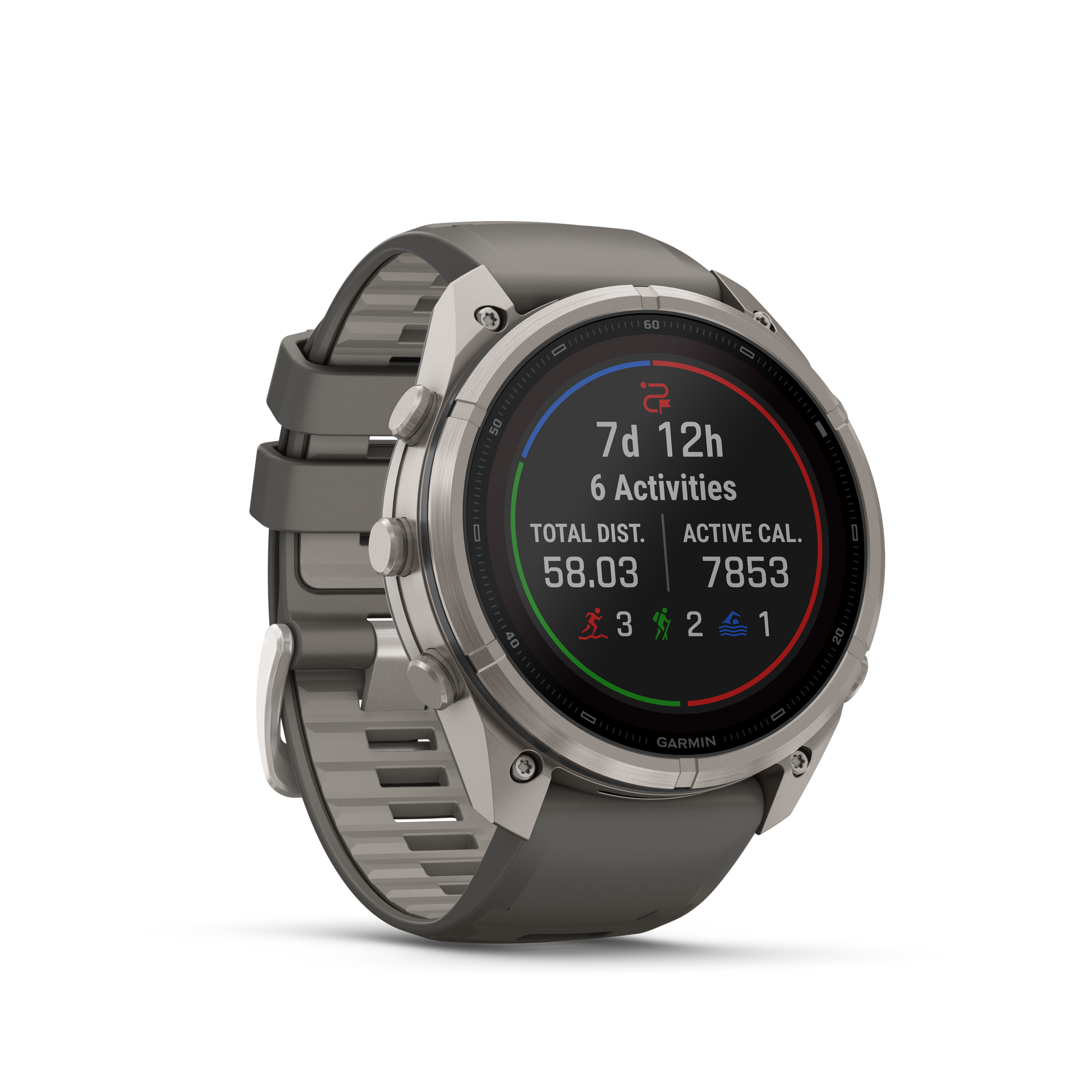 Garmin Fenix 9 Pro Solar smartwatch, 51mm titanium case with gray-silver silicone band.