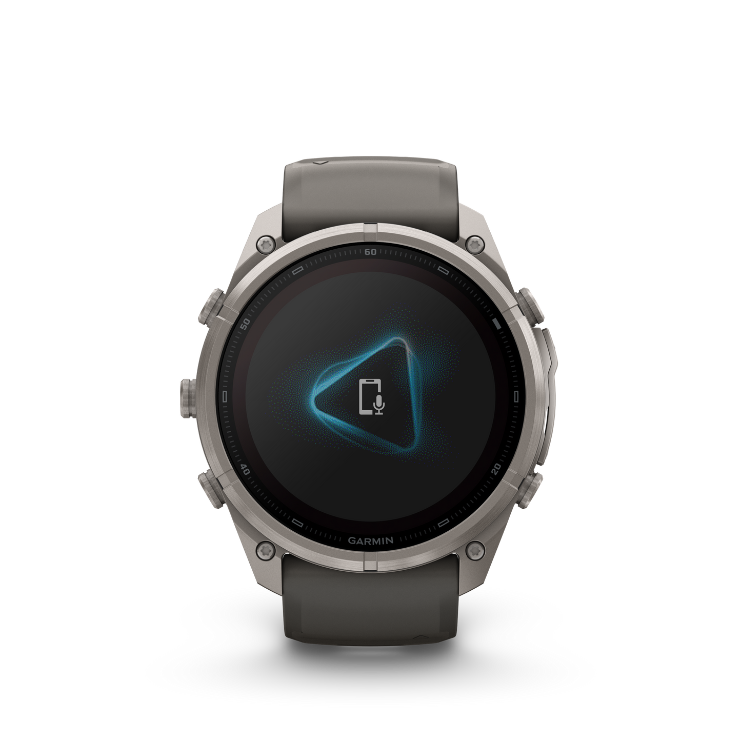 Garmin Fenix 9 Pro Solar 51mm titanium smartwatch with gray and silver silicone band