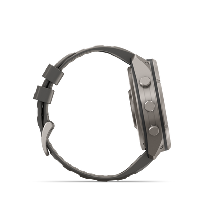 Garmin Fenix 9 Pro Solar smartwatch, 51mm titanium case with gray-silver silicone band